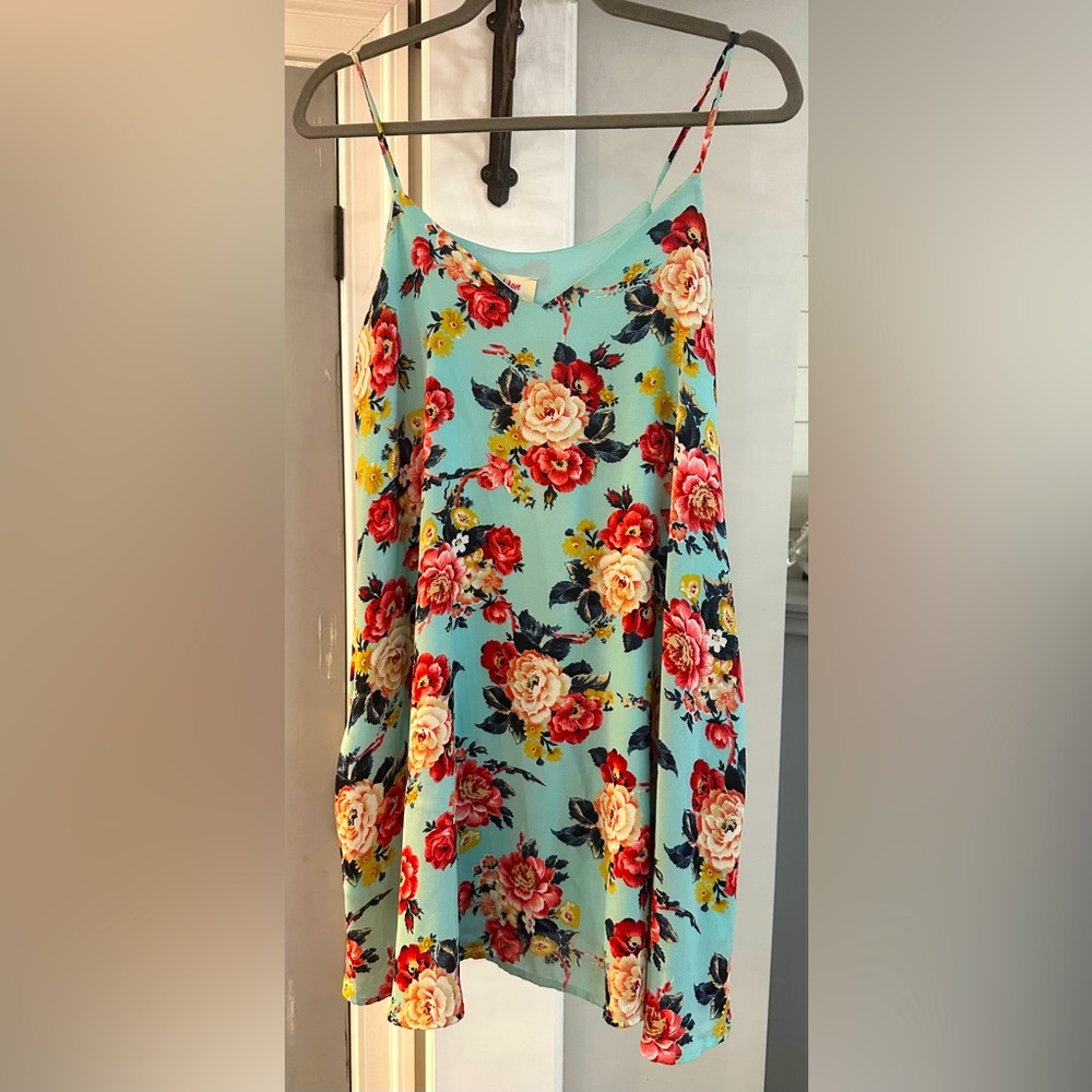 Peach Love Teal Floral Design Dress